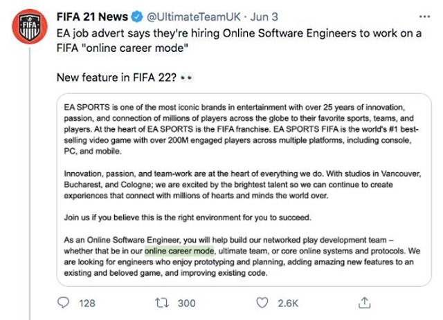 Online Career Mode could work in FIFA 22